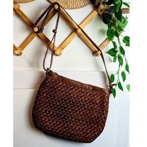 VILENCA HOLLAND LEATHER WEAVED BOHO CROSSBODY HANDBAG PURSE